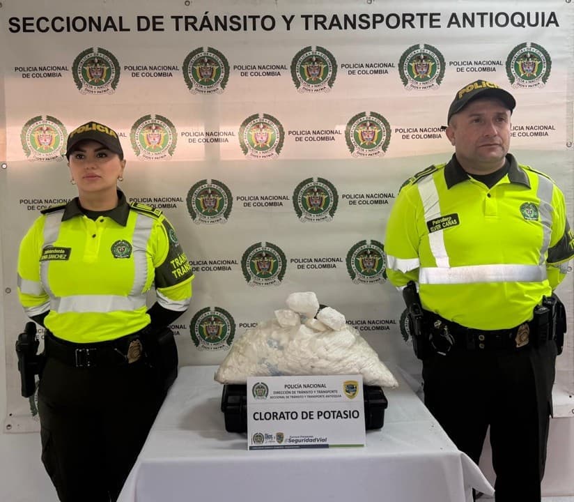Incautan 16 kilos de clorato de potasio en vía Medellín-Sonsón