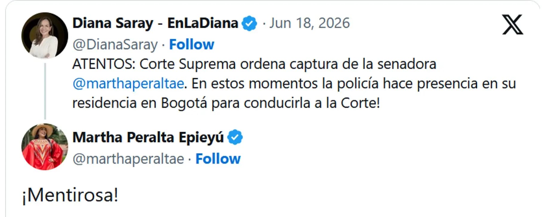 Senadora Peralta: "conducción" y no captura, aclara tras rumores en redes sociales