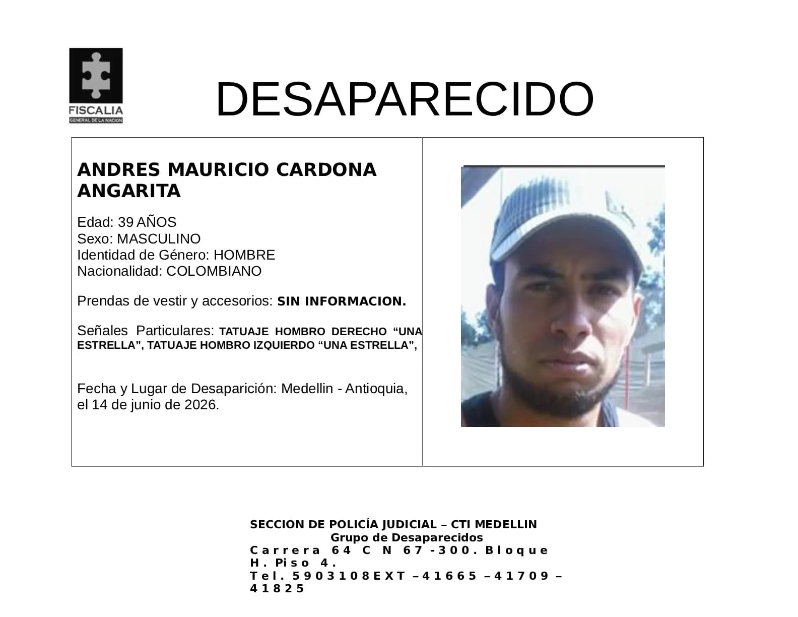Buscan a Andrés Mauricio Cardona, desaparecido en Medellín desde junio