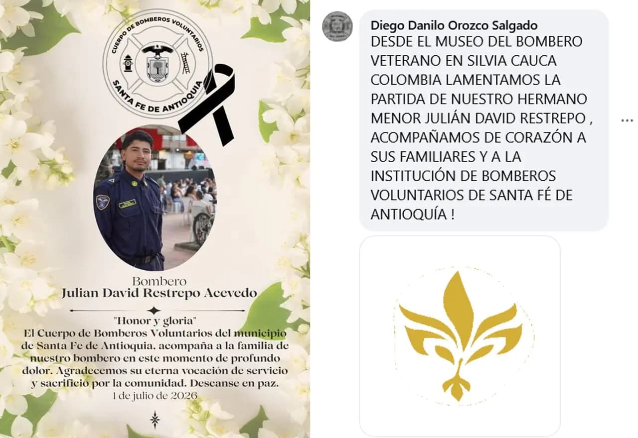Bombero de Santa Fe de Antioquia muere en accidente vial por invasión de carril