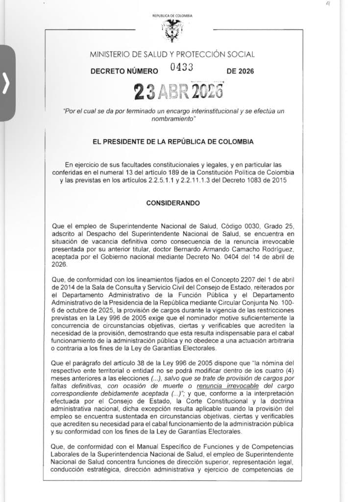 Gobierno designa a Daniel Quintero como superintendente de salud en medio de la crisis del sistema