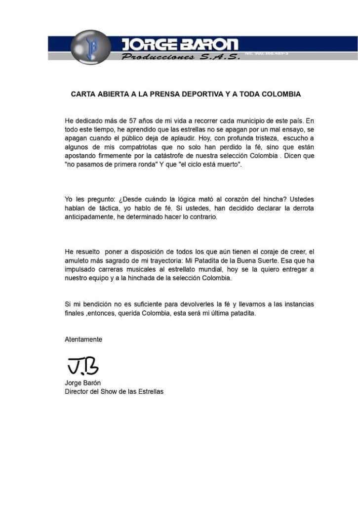 Jorge Barón ofrece su mítica "patadita de la buena suerte" para que Colombia triunfe en el Mundial