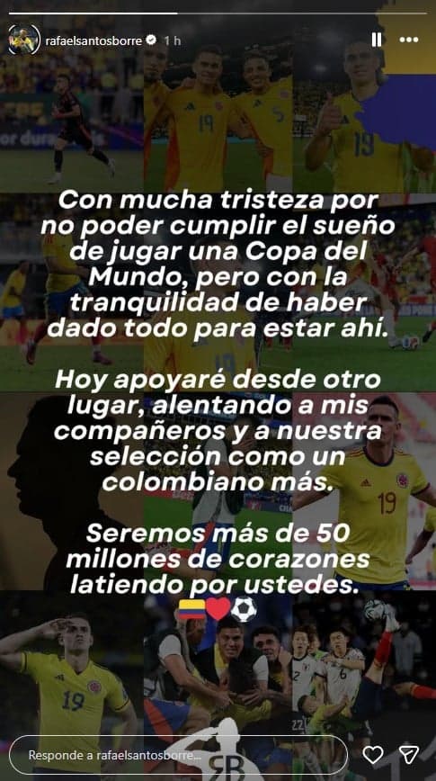 Borré rompe el silencio tras quedar fuera del Mundial 2026: "Apoyaré desde otro lugar"