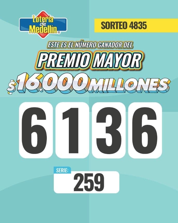Lotería de Medellín: revise su recibo, estos fueron los números ganadores del 15 de mayo