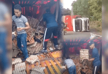 Furgón de huevos se volcó en la vía Tierralta-Montería y dejó miles dispersos