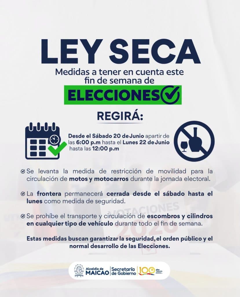 Maicao cierra filas para las elecciones: ley seca, frontera cerrada y restricciones especiales