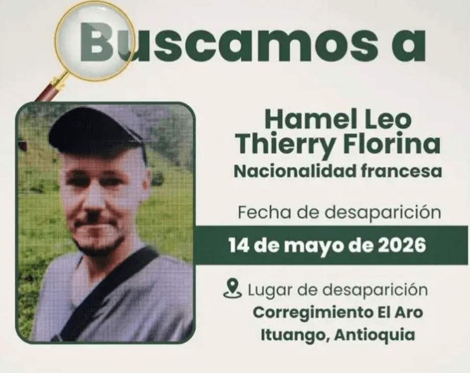 Francés desaparecido en Ituango: un mes sin noticias y la familia pide ayuda