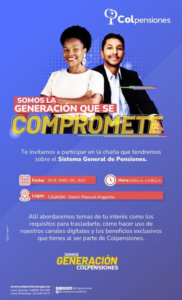 CAJASAI y Colpensiones invitan a charla sobre pensiones: conoce tus derechos y beneficios