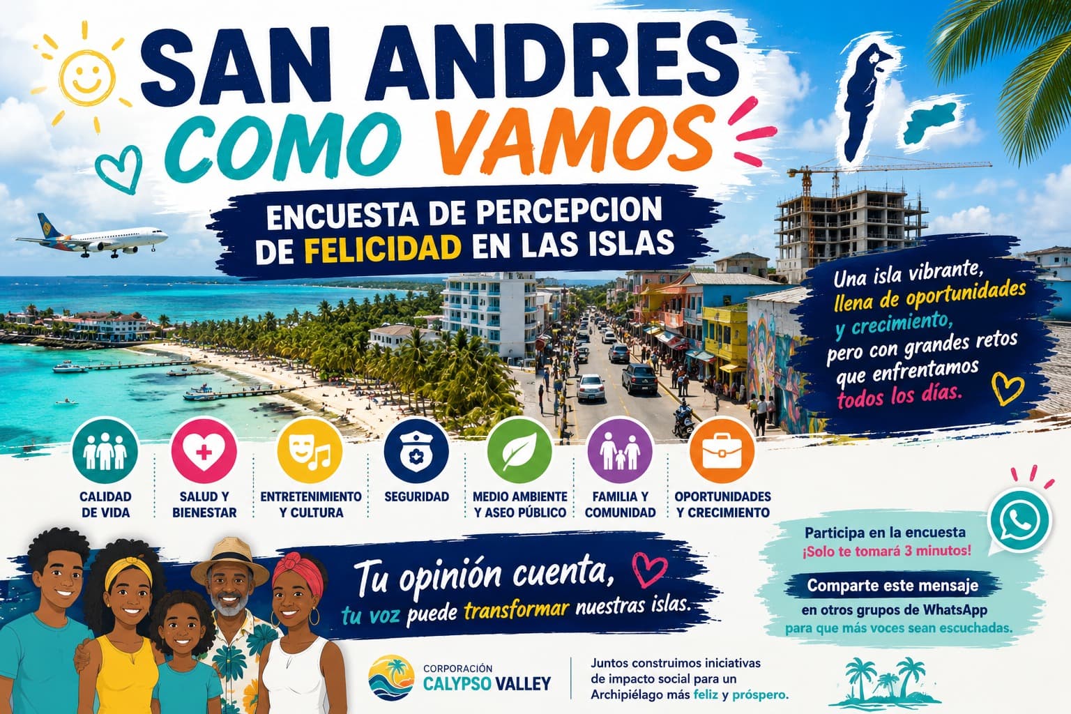 En las islas preguntan por la felicidad: corporación abre encuesta para entender qué les falta a los residentes