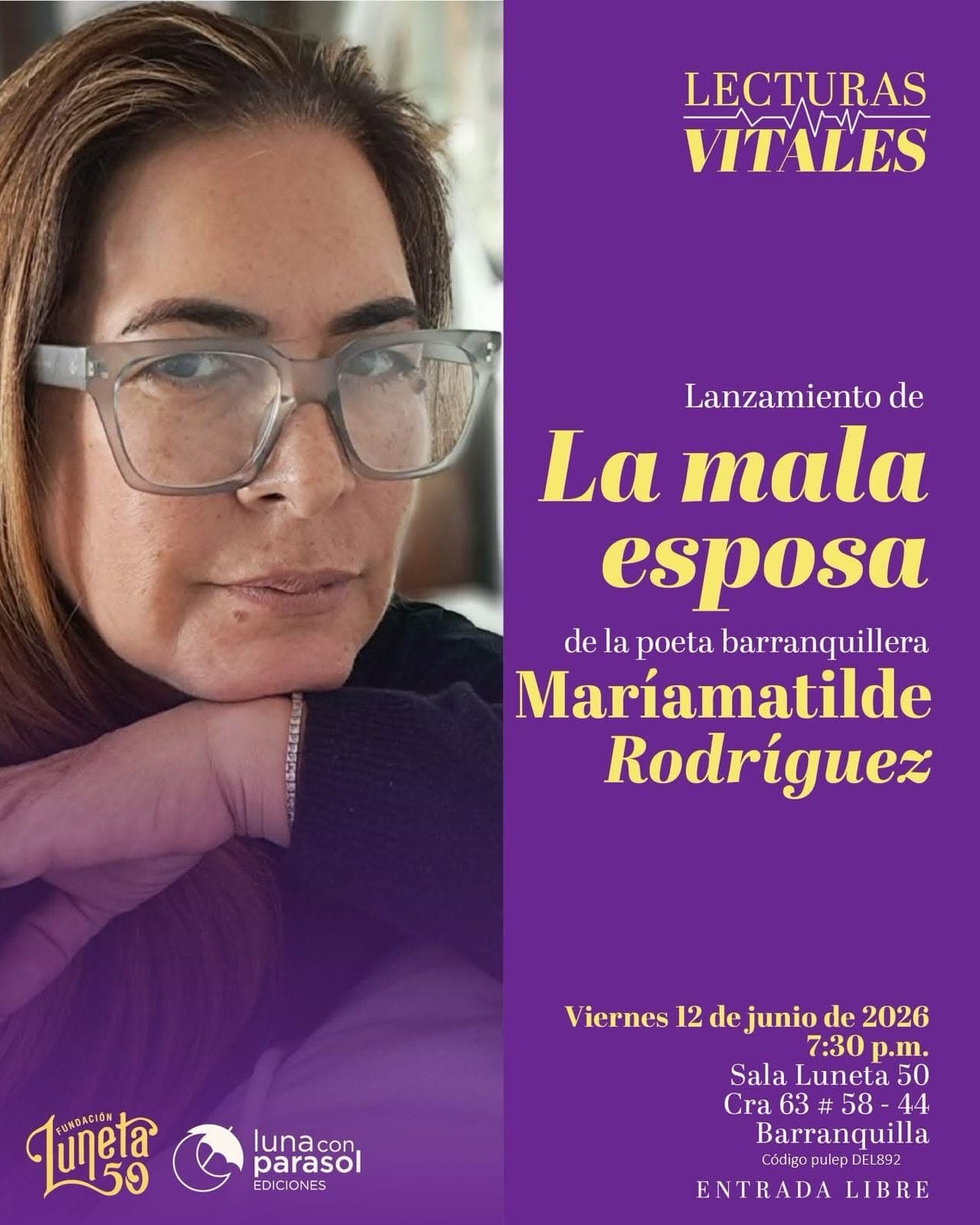 María Matilde Rodríguez presenta "La mala esposa", su nuevo libro de poemas en Barranquilla